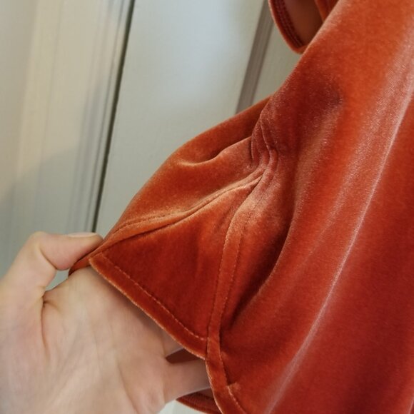 Madewell Burnt-Orange Crushed Velvet Blouse size small - Picture 4 of 8
